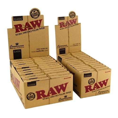 RAW Rolling Papers Classic Connoisseur 1¼ 1/4 Prerolled Display