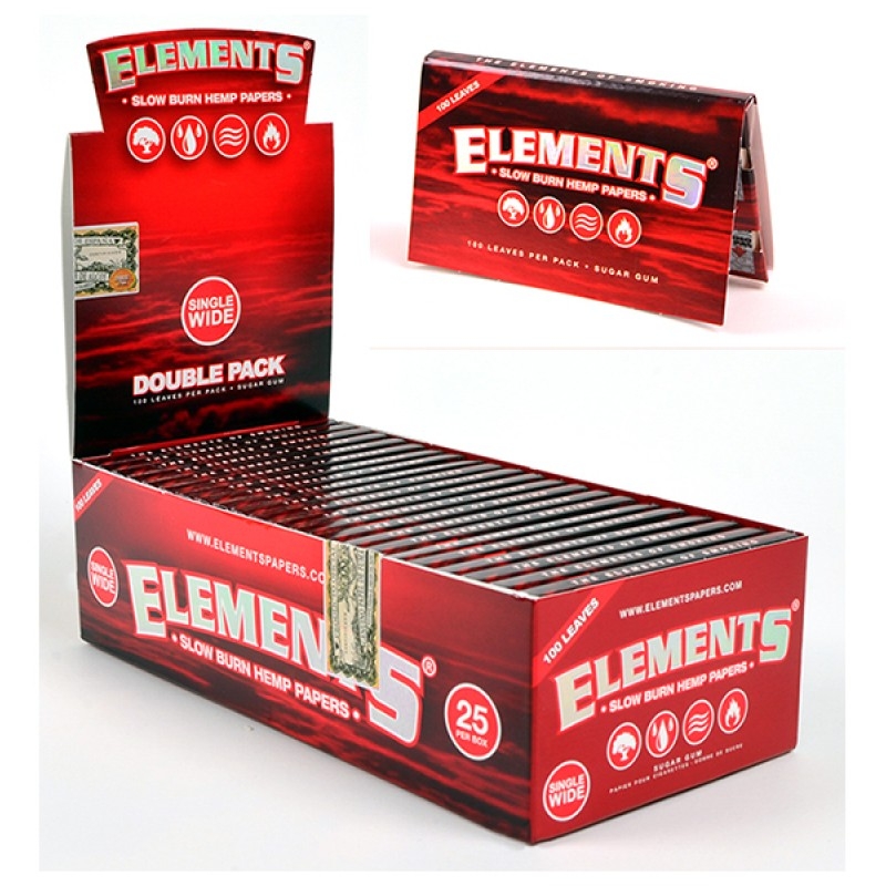 Elements Rolling Papers Red Single Wide Double Window Display