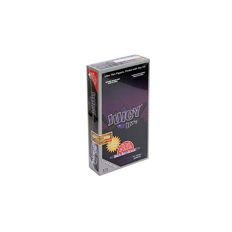 Juicy Jays Rolling Papers Super Fine 1¼ 1/4 Black Berrylicious Display
