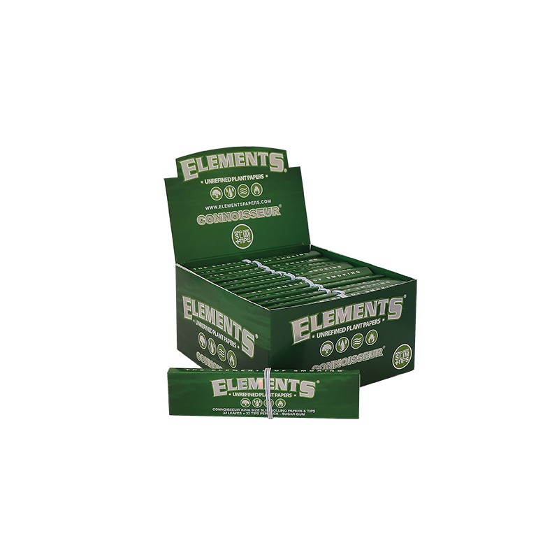 Elements Rolling Papers Green King Size Slim Connoisseur Display