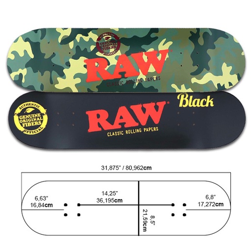 [RAW14661U] Raw Skate Board Camo & Black
